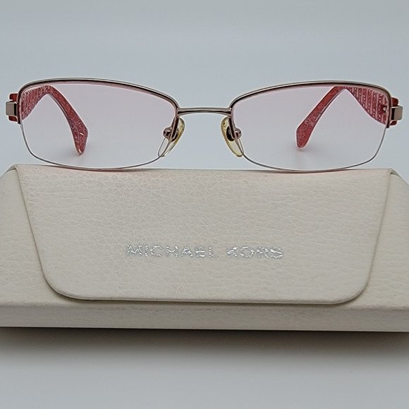 *SOLD* Michael Kors MK361 780 Gold Crystal Red Semi Rimless Eyeglasses Frame